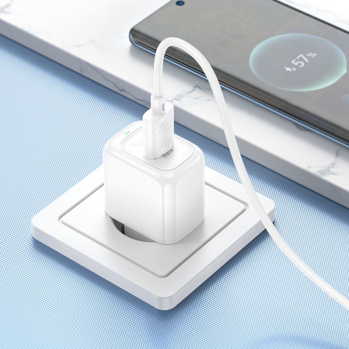 Мережевий зарядний пристрій з кабелем HOCO CS52A 18W Surplus single-port QC3.0 charger set(Type-C) White (6942007631471)