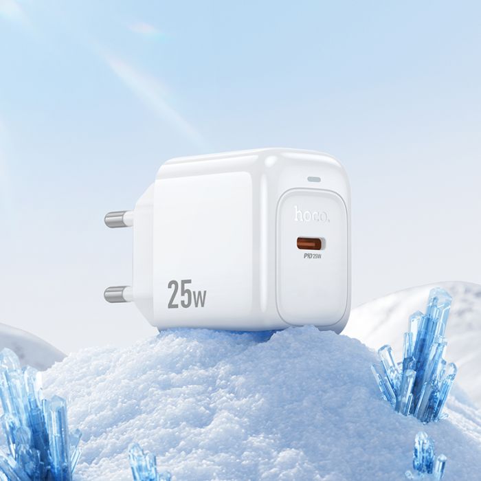 Мережевий зарядний пристрій з кабелем HOCO CS53A Surplus single port PD25W charger set(C to C) White (6942007631501)