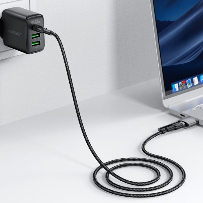 Кабель ACEFAST C22-05 USB-C to USB-C / magnetic aluminum alloy charging data cable Black (6974316285151)