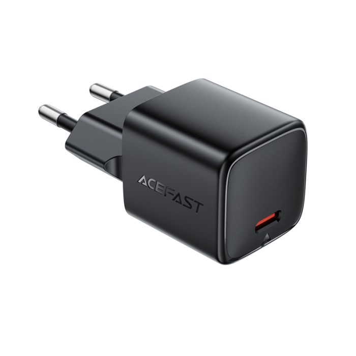 Мережевий зарядний пристрій ACEFAST A117 PD20W mini GaN USB-C fast charger Black (6974316284987)