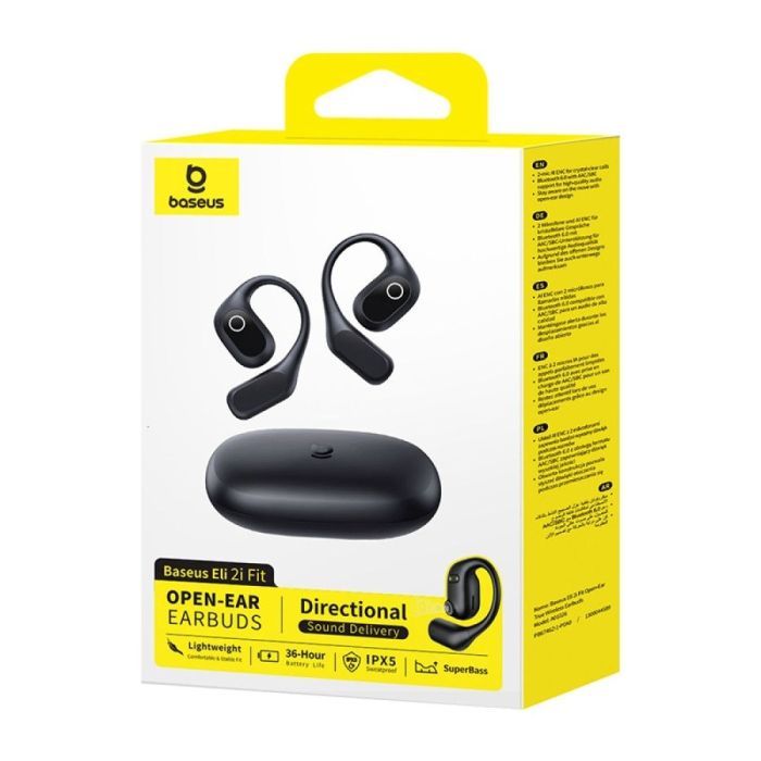 Бездротові навушники TWS Baseus Eli 2i Fit Open-Ear, IPX5, Cosmic Black (A0102604)