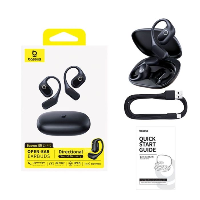 Бездротові навушники TWS Baseus Eli 2i Fit Open-Ear, IPX5, Cosmic Black (A0102604)