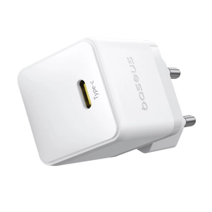 Мережевий зарядний пристрій з кабелем Baseus Palm Fast Charger 1C 20W EU Moon White set USB-C to iP 20W 1m (E0116400)