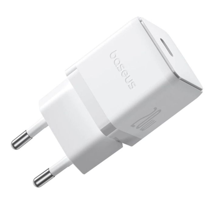Мережевий зарядний пристрій з кабелем Baseus Palm Fast Charger 1C 20W EU Moon White set USB-C to iP 20W 1m (E0116400)