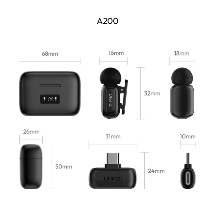 Бездротова мікрофонна система Ulanzi A200 Mini Mic dual-mic (Type-C) Black (A046)
