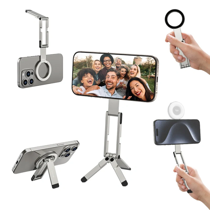 Тримач телефона Ulanzi MA60 Foldable Magnetic Phone Tripod (Silver) (S035)