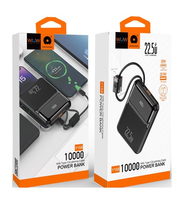 Зовнішній акумулятор WUW Y158 （PD22.5W quick charge) 10000mAh Black (Y158)
