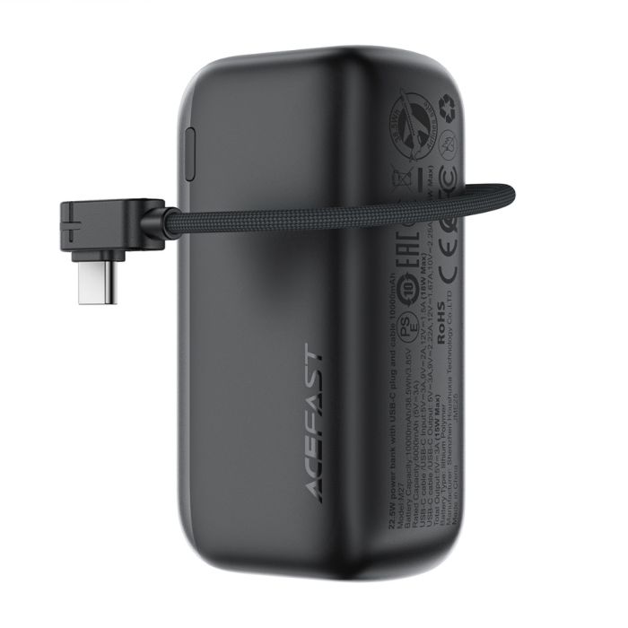 Зовнішній акумулятор ACEFAST M27-10000 22.5W power bank with USB-C port and cable Metal Gray (6974316285359)