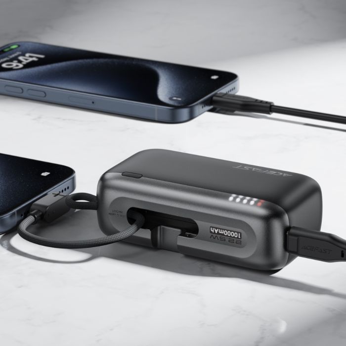 Зовнішній акумулятор ACEFAST M27-10000 22.5W power bank with USB-C port and cable Metal Gray (6974316285359)