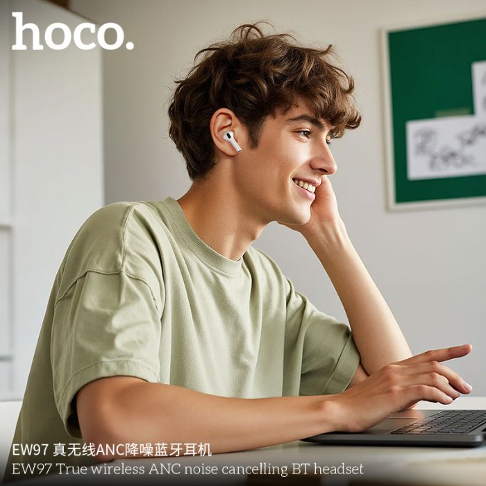 Бездротові навушники HOCO EW97 True wireless ANC noise reduction BT headset White (6942007673976)