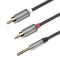 Аудіокабель HOCO UPA10 3.5mm male to double lotus RCA, TPE, 1.5m, Metal Gray (6957531078142)