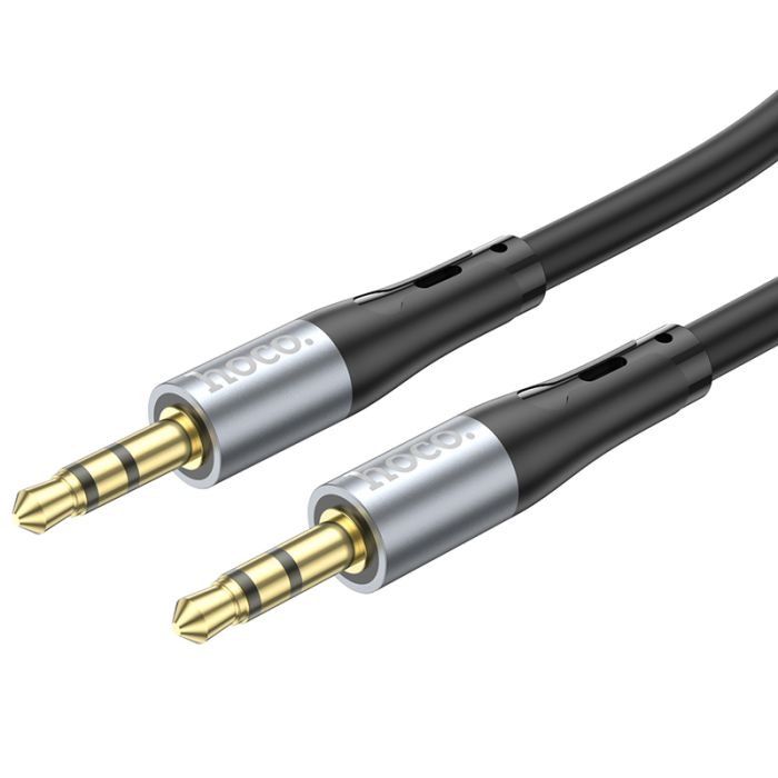 Аудіокабель HOCO UPA22 3.5mm male to 3.5mm male, silicone, 1m, Black (6931474769459)