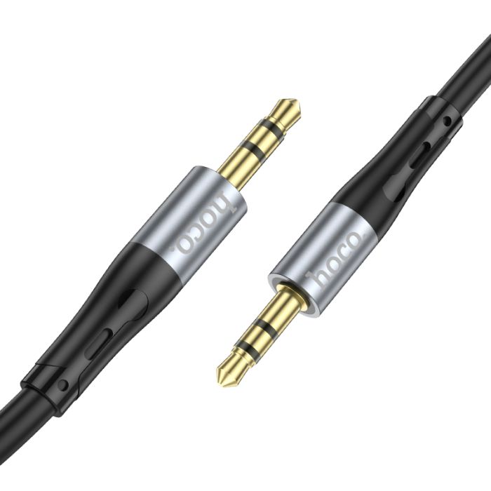 Аудіокабель HOCO UPA22 3.5mm male to 3.5mm male, silicone, 1m, Black (6931474769459)