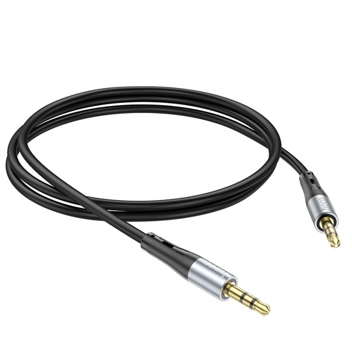 Аудіокабель HOCO UPA22 3.5mm male to 3.5mm male, silicone, 1m, Black (6931474769459)