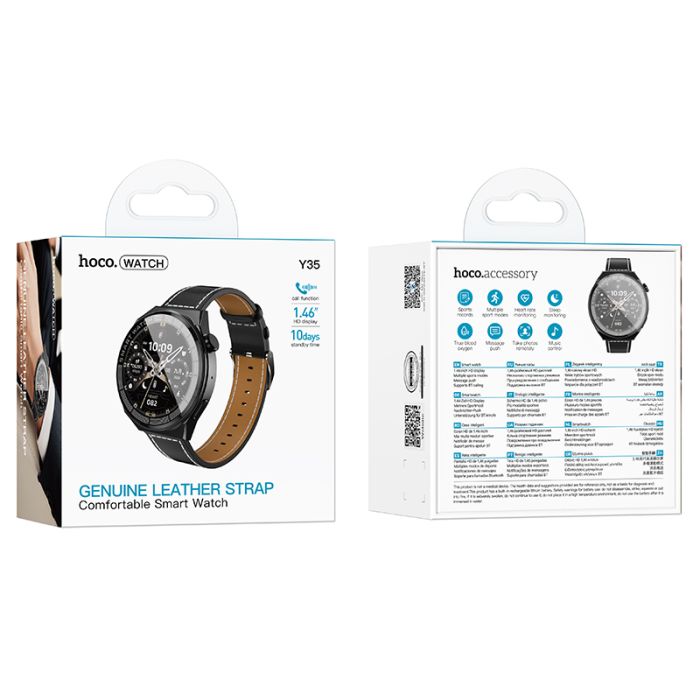 Смарт-годинник HOCO Y35 36mm. 250 mAh. IP67 Smart sports watch(call version) Black (6942007663649)