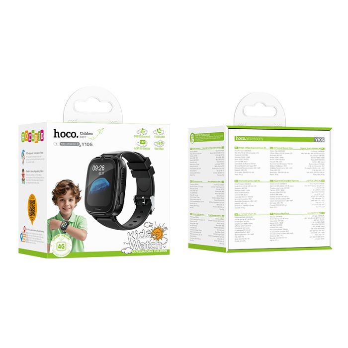 Дитячий смарт-годинник HOCO Y106 4G 46mm. 730 mAh children phone watch Black (6942007658690)