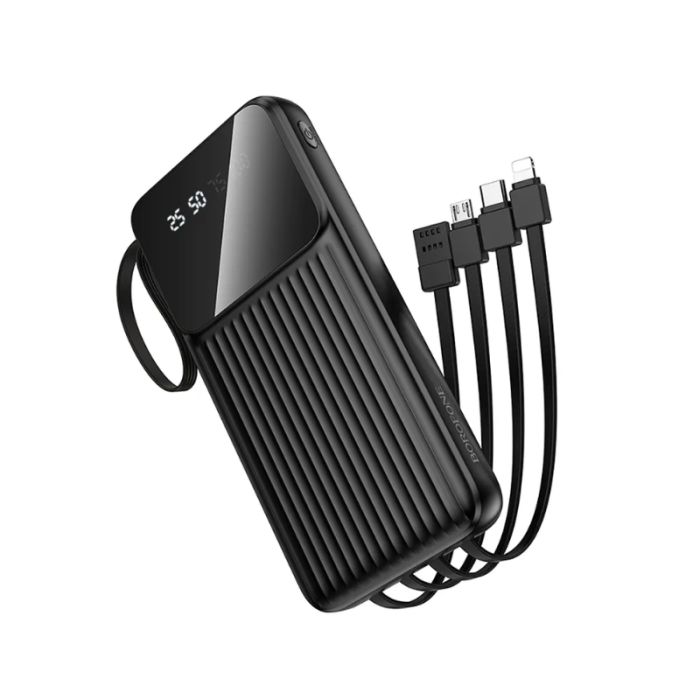 Зовнішній акумулятор BOROFONE BJ76 Smart power bank with 4 cables(10000mAh) Black (6941991120046)