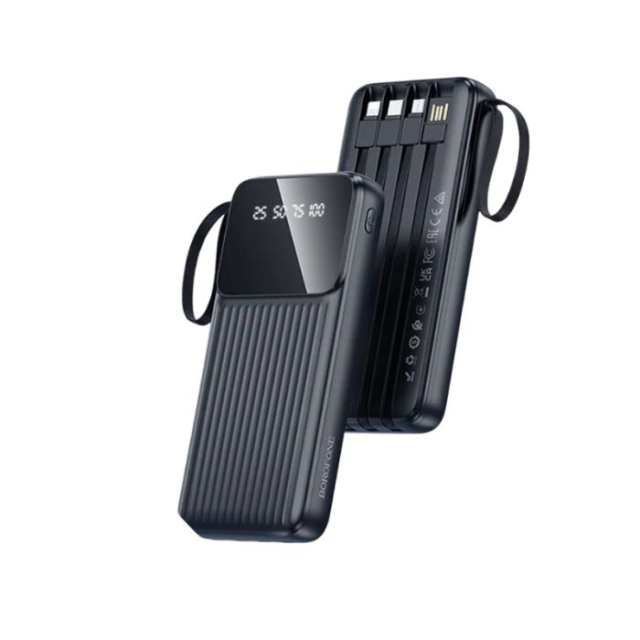 Зовнішній акумулятор BOROFONE BJ76 Smart power bank with 4 cables(10000mAh) Black (6941991120046)