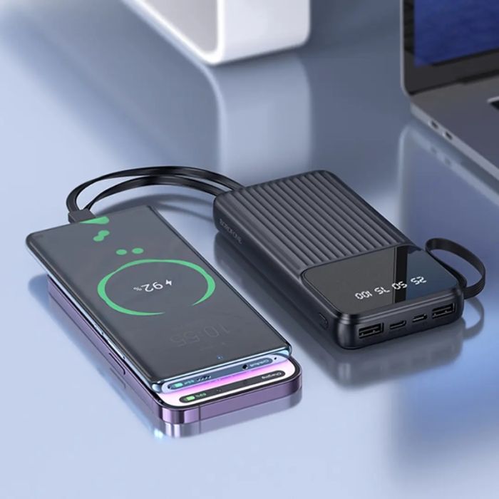 Зовнішній акумулятор BOROFONE BJ76 Smart power bank with 4 cables(10000mAh) Black (6941991120046)