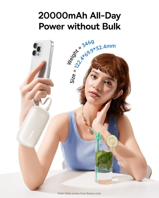 Зовнішній акумулятор Baseus EnerFill FC21 Qpow 3 Ultra Digital Display Power Bank with Detachable Cable 20000mAh 22.5W Cosmic Black (E0027M00)