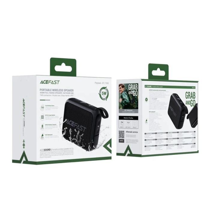 Портативна колонка ACEFAST K4 Go portable wireless speaker 5W, IPX7, Black (6974316285113)