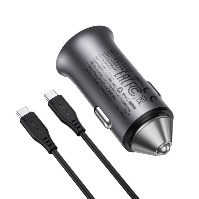 Автомобільний зарядний пристрій ACEFAST B16 95W (USB-A+USB-C) dual port metal car charger set (P5) Metal Gray (6974316285304)
