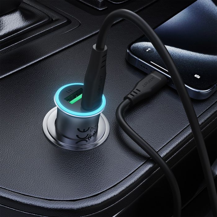 Автомобільний зарядний пристрій ACEFAST B16 95W (USB-A+USB-C) dual port metal car charger set (P5) Metal Gray (6974316285304)