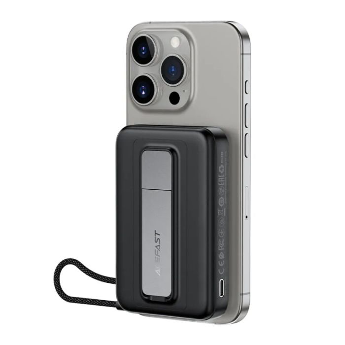 Зовнішній акумулятор ACEFAST M24-10000 22.5W magnetic fast charging power bank with holder and cable Metal Gray (6974316284871)