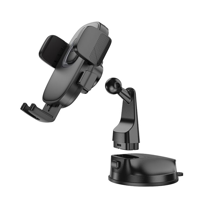 Автотримач для телефона HOCO H76 Crown one-button car holder(center console) Black Metal Gray (6942007646918)