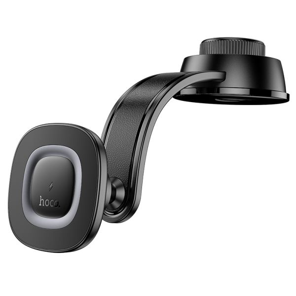 Автотримач для телефона з БЗП HOCO HW31 Crown magnetic wireless charging car holder(center console) Black Metal Gray (6942007646932)