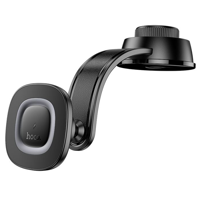 Автотримач для телефона з БЗП HOCO HW31 Crown magnetic wireless charging car holder(center console) Black Metal Gray (6942007646932)