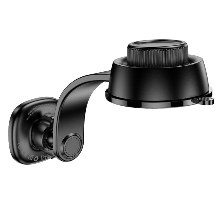 Автотримач для телефона з БЗП HOCO HW31 Crown magnetic wireless charging car holder(center console) Black Metal Gray (6942007646932)