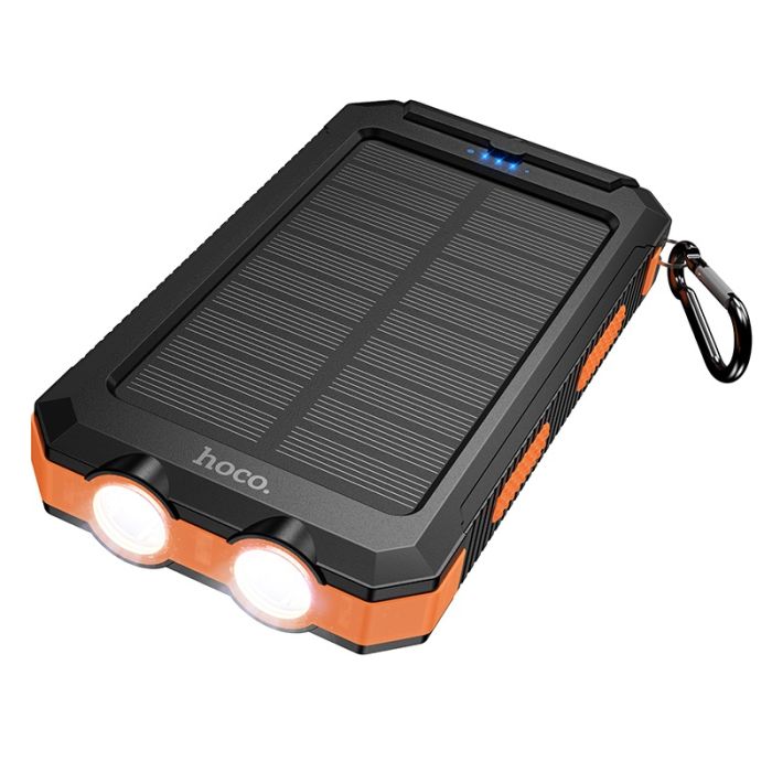 Зовнішній акумулятор HOCO J164 Platinum solar dual lighting power bank(8000mAh) Black (6942007667579)