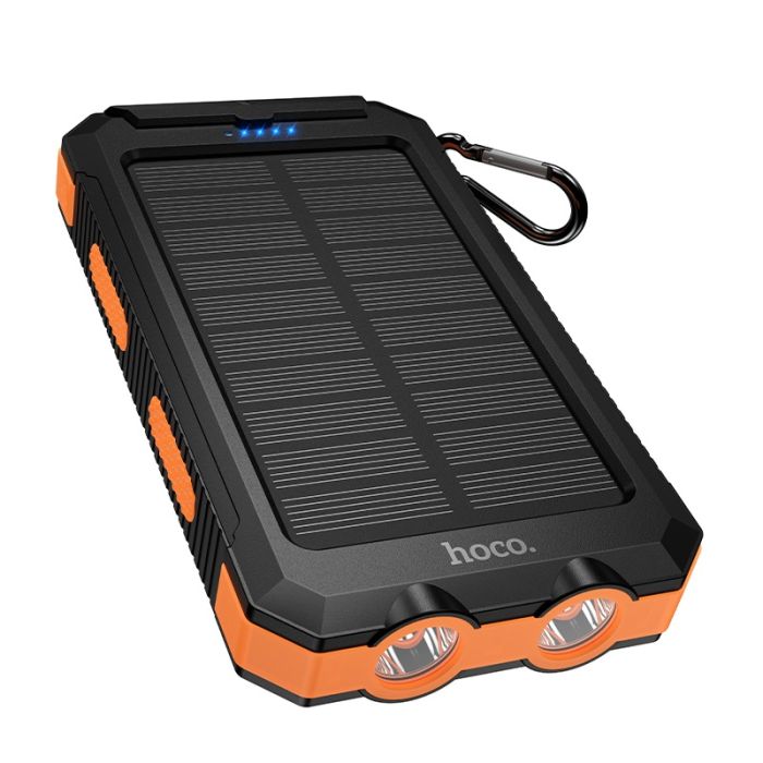 Зовнішній акумулятор HOCO J164 Platinum solar dual lighting power bank(8000mAh) Black (6942007667579)
