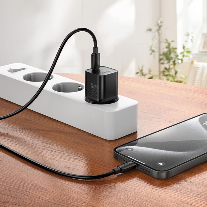 Мережевий зарядний пристрій HOCO N64 Ingenious single port PD20W charger BLack (6942007655101)