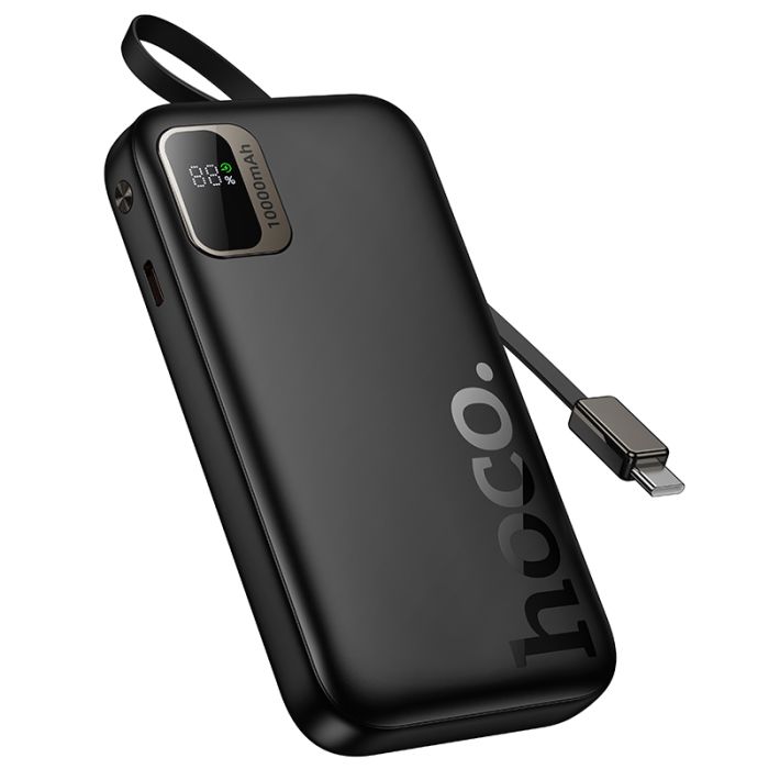 Зовнішній акумулятор HOCO Q51 Key PD20W power bank with telescopic cable(10000mAh) Black (6942007671514)