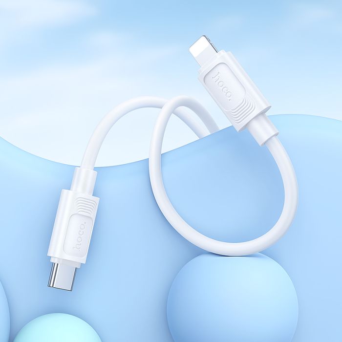 Кабель HOCO X122 Benefit PD27W silicone charging data cable iP White (6942007662178)