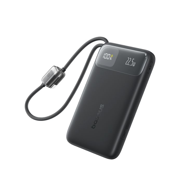 Зовнішній акумулятор Baseus EnerFill FC11 Digital Display Power Bank with Dual Built-in Cables 10000mAh 22.5W Cosmic Black (E0027R04)