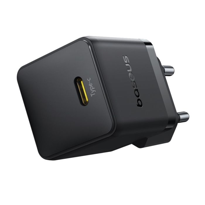 Мережевий зарядний пристрій з кабелем Baseus Palm Fast Charger 1C 20W EU Cosmic Black  set USB-C to iP 20W 1m (E0116401)