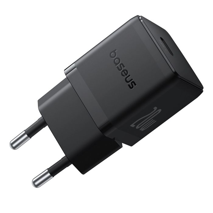 Мережевий зарядний пристрій з кабелем Baseus Palm Fast Charger 1C 20W EU Cosmic Black  set USB-C to iP 20W 1m (E0116401)