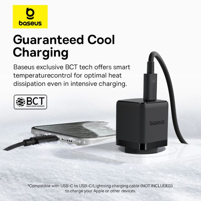 Мережевий зарядний пристрій з кабелем Baseus Palm Fast Charger 1C 20W EU Cosmic Black  set USB-C to iP 20W 1m (E0116401)