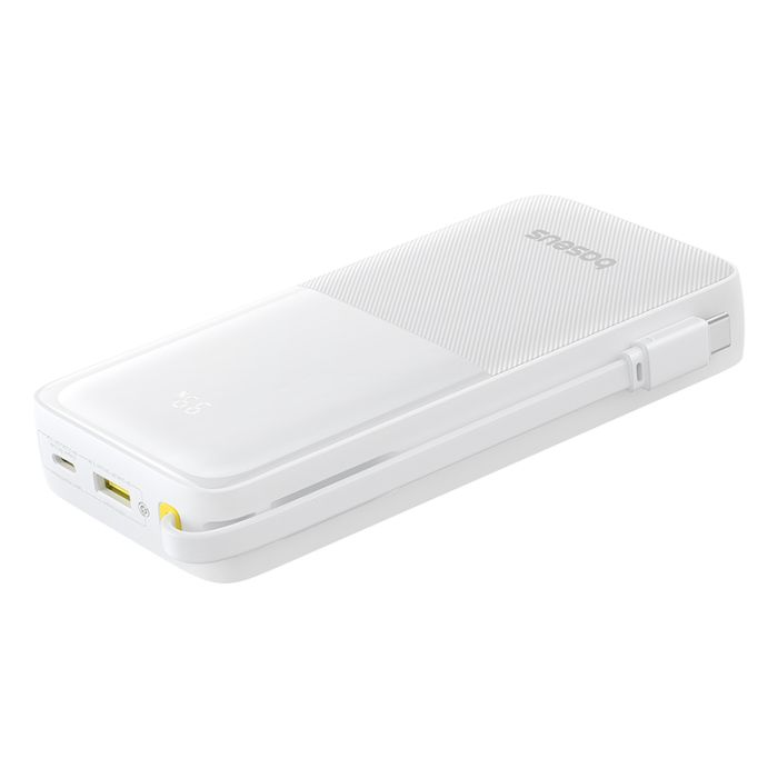 Зовнішній акумулятор Baseus Bipow 2 Digital Display Power Bank With Built-in USB-C Cable 20000mah 20W Moon White (P10077101213-01)