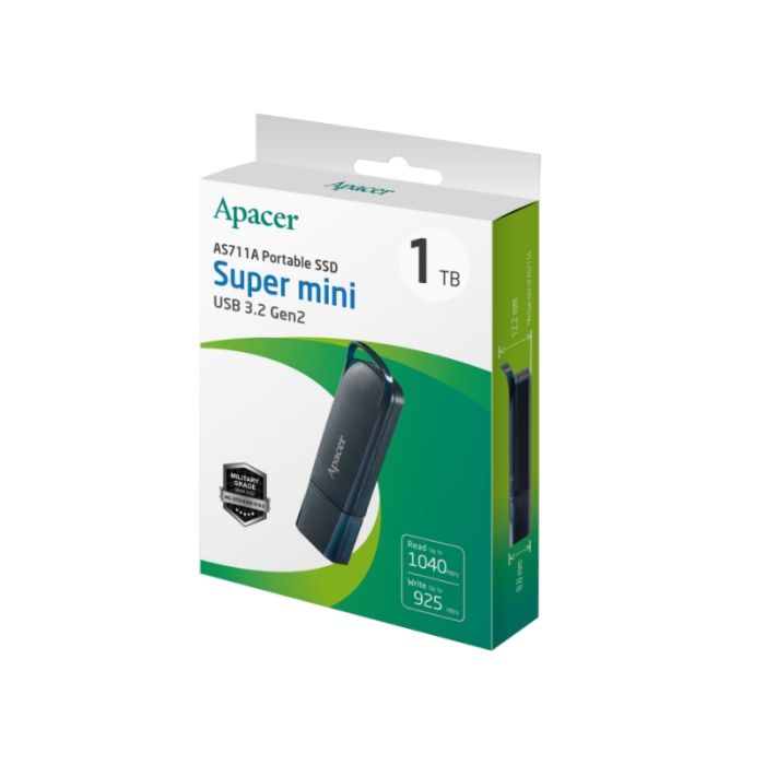 Портативний SSD Apacer AS711A 1TB USB 3.2 Gen.2  Blue (AP1TBAS711AU-1)
