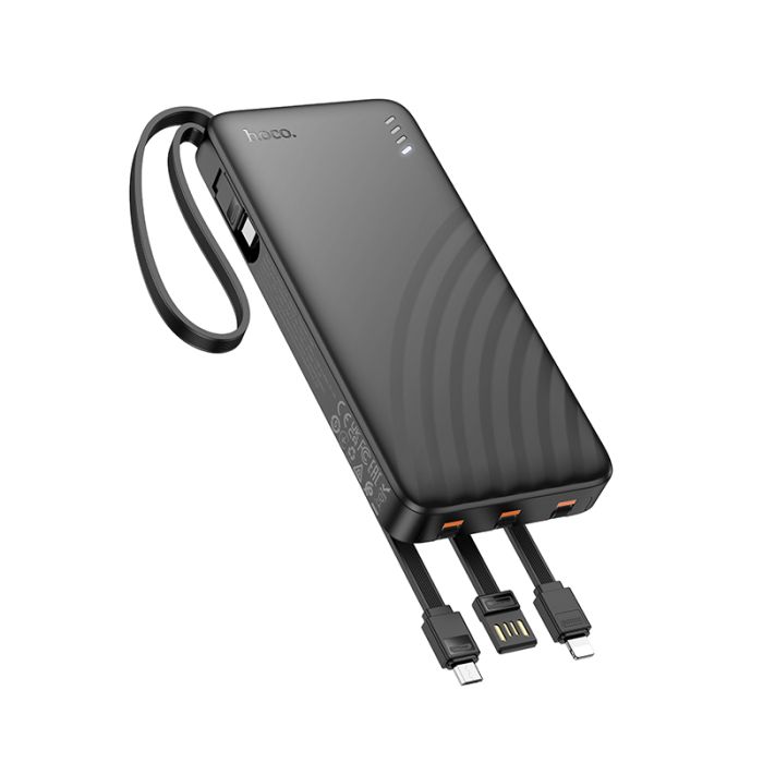 Зовнішній акумулятор HOCO J146 Night tide power bank with 4 cables (10000mAh) Black (6942007645898)