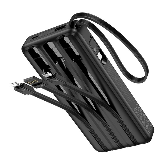 Зовнішній акумулятор HOCO J146 Night tide power bank with 4 cables (10000mAh) Black (6942007645898)