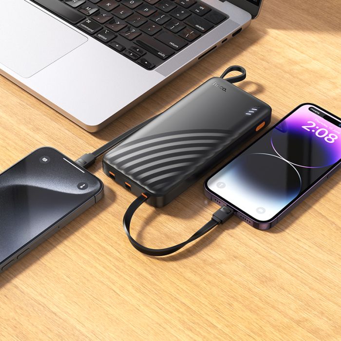 Зовнішній акумулятор HOCO J146 Night tide power bank with 4 cables (10000mAh) Black (6942007645898)
