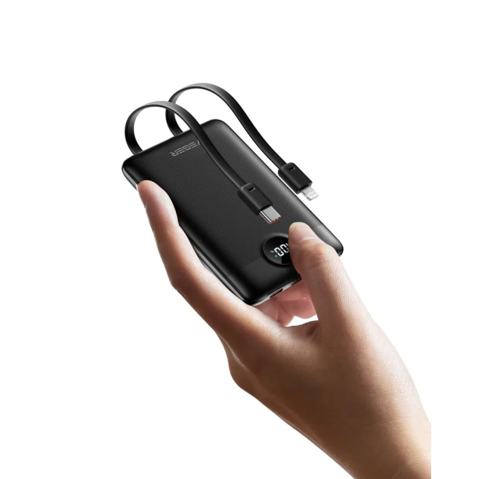 Зовнішній акумулятор VEGER 10000 mAh with built-in cables Type C / Lightning PD QC3.0 2A 22,5W C11 (W1170) black (VG-W1170)