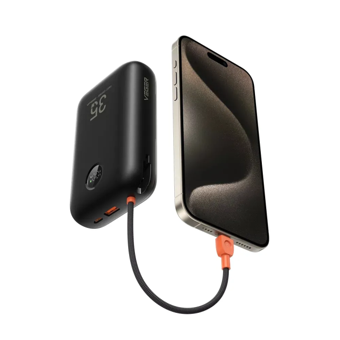 Зовнішній акумулятор VEGER Built-In 2 cables Ultra Mini 30000mAh (VG-W3018)