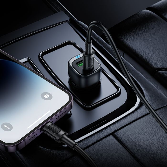 Автомобільний зарядний пристрій BOROFONE BZ34B Cloud PD38W(1C1A) car charger set(C to iP) Black (6941991122392)