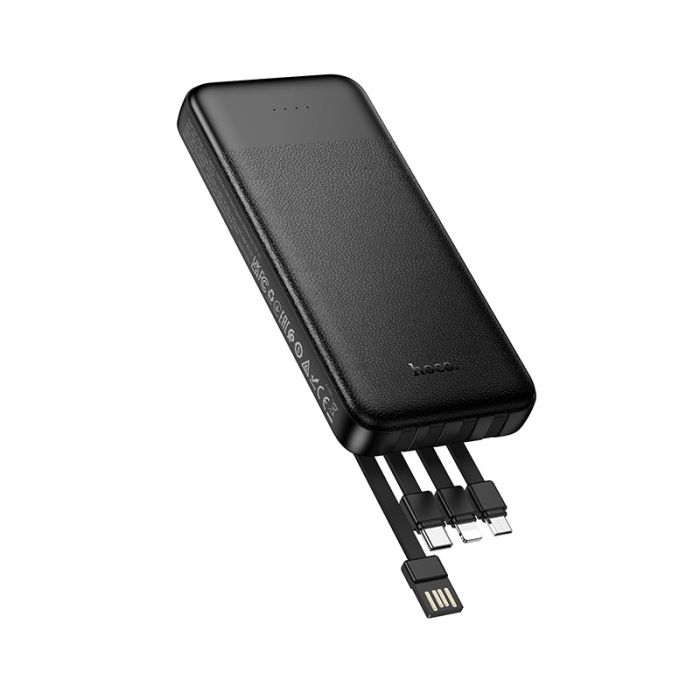 Зовнішній акумулятор HOCO J163 Wonderful power bank with 4 cables(10000mAh) Black (6942007664578)